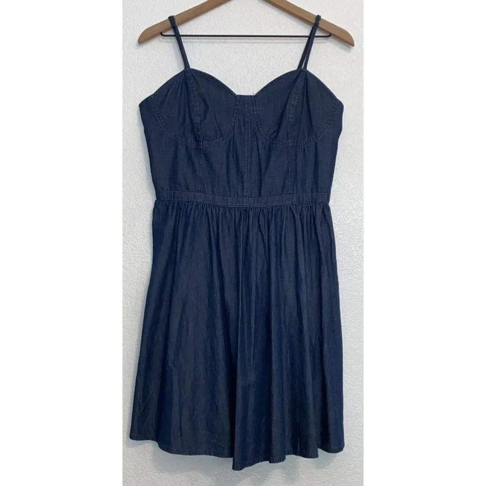 Lauren Conrad Chambray Bustier Dress Size 14 NWT - Picture 1 of 11
